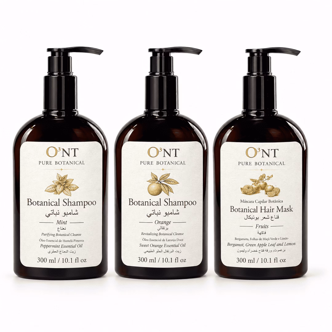 Kit Hair Care Pure Botanical: Shampoo Botânico de Hortelã + Shampoo Botânico de Laranja + Máscara Capilar Botânica